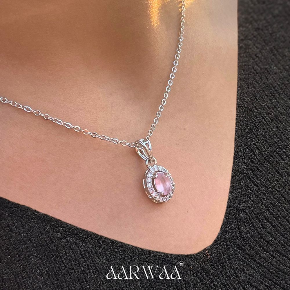 Pink Oval Pendant Necklace