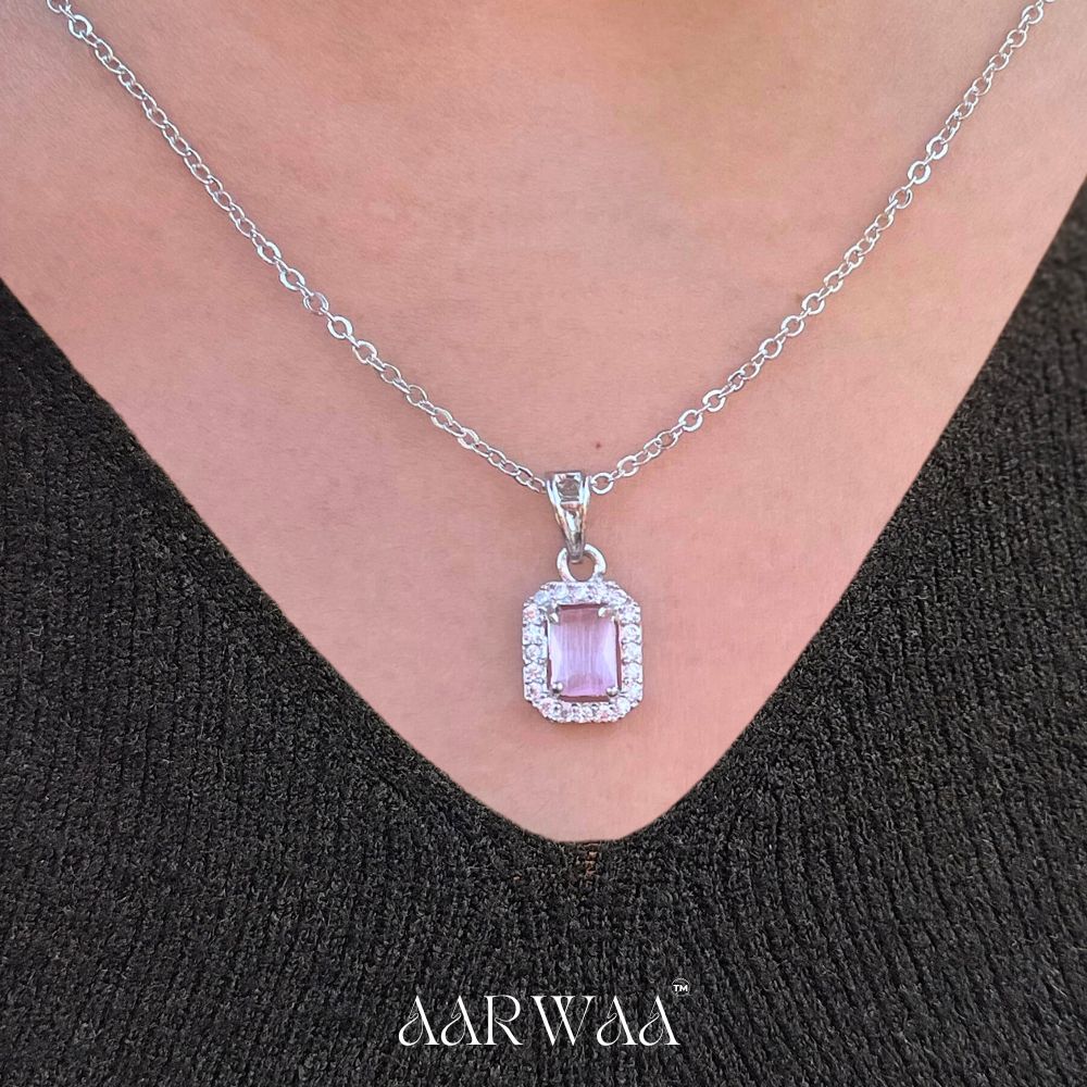 Aarwaa™ Pink Square Necklace