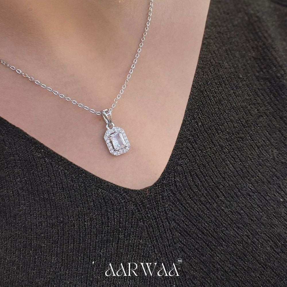 Clear Square Pendant Necklace