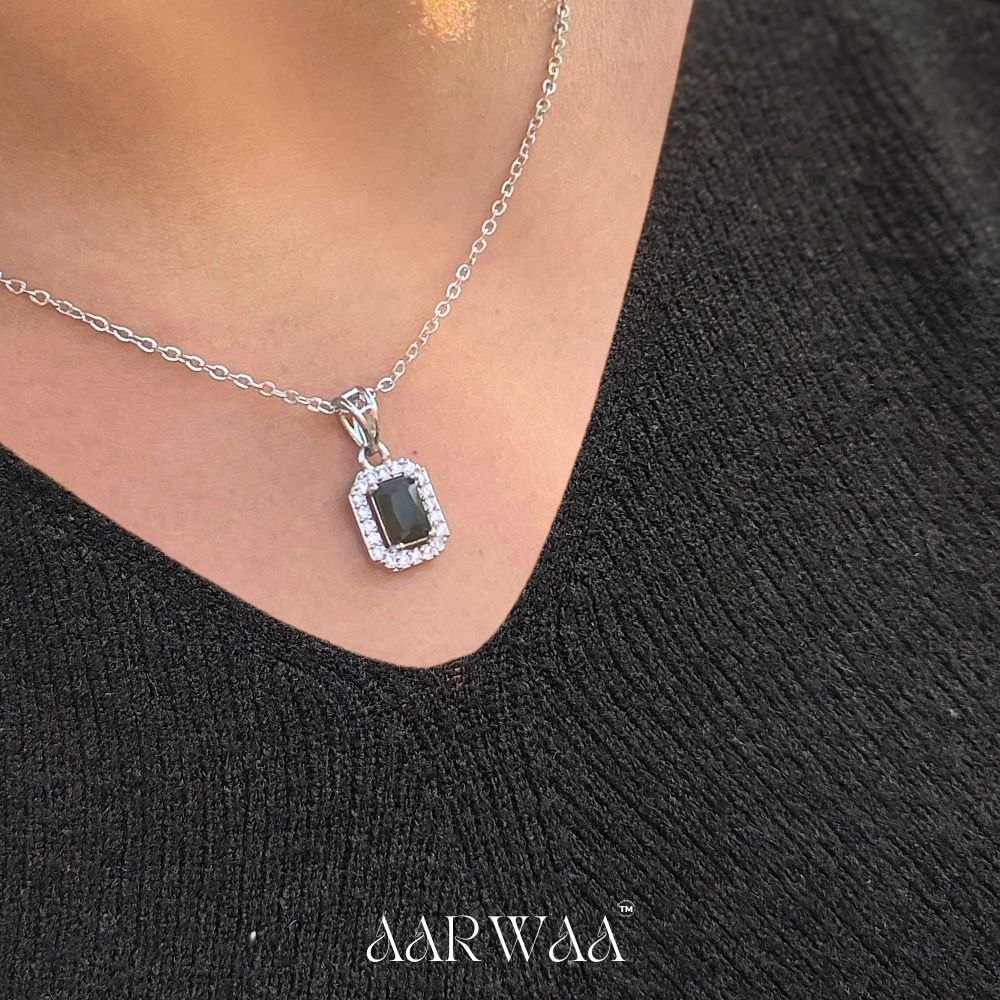 Black Square Pendant Necklace