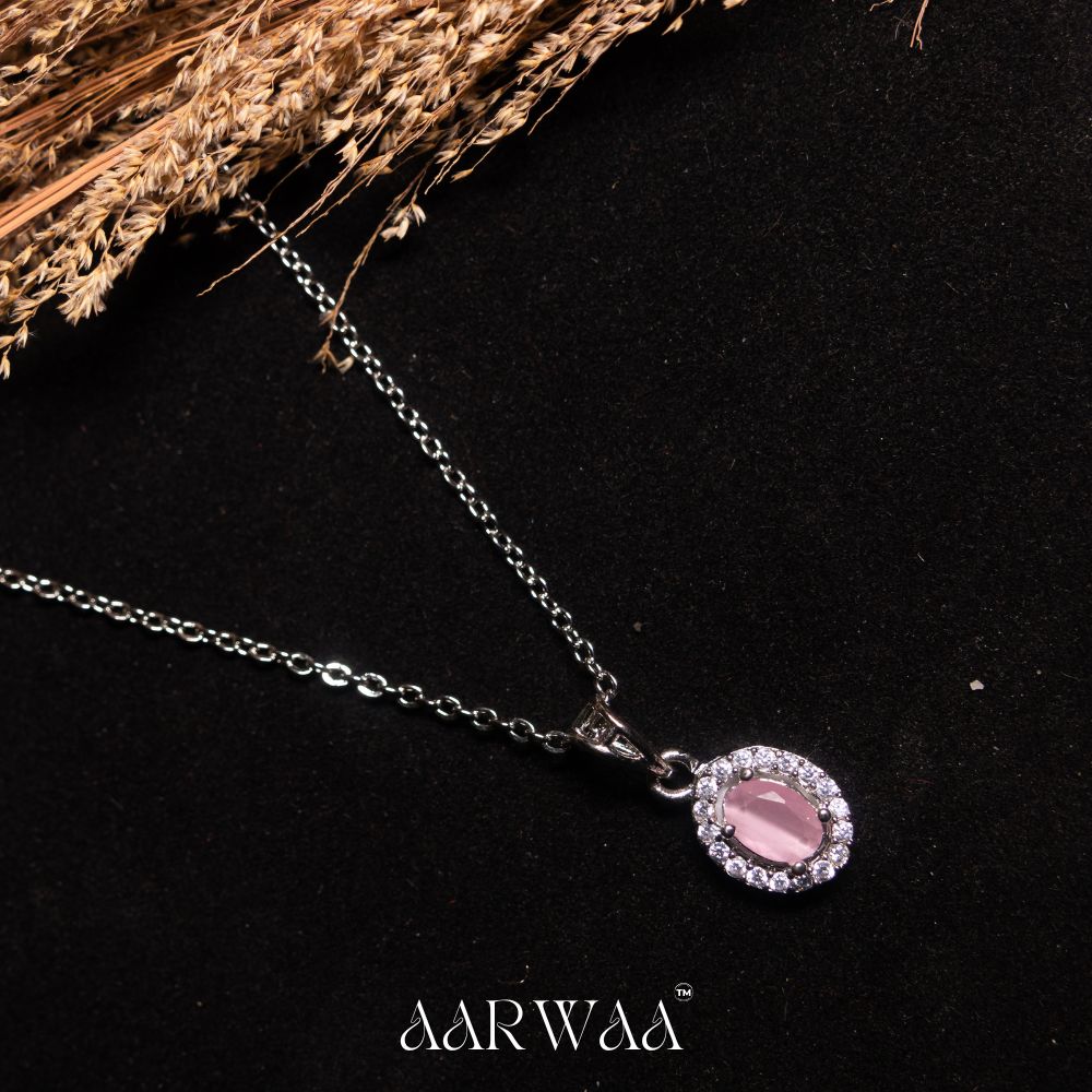 Pink Oval Pendant Necklace