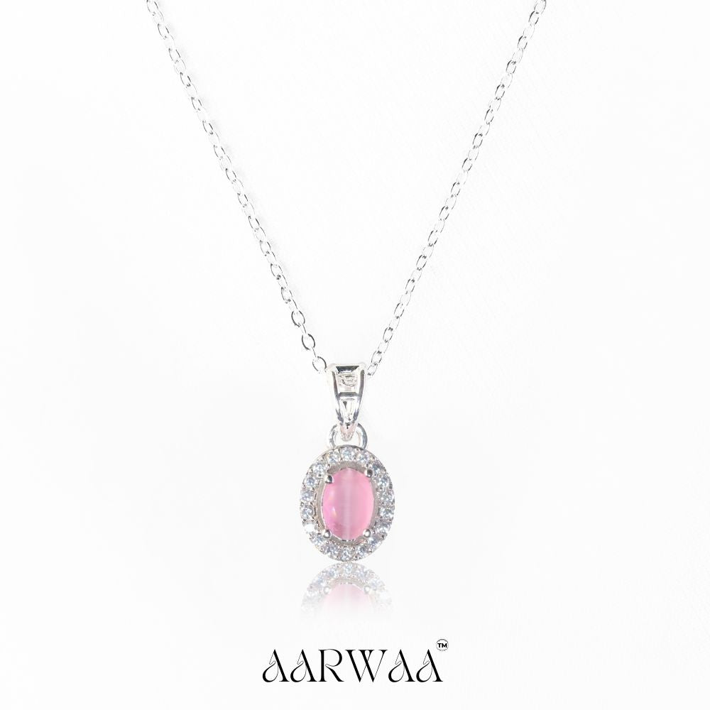 Pink Oval Pendant Necklace