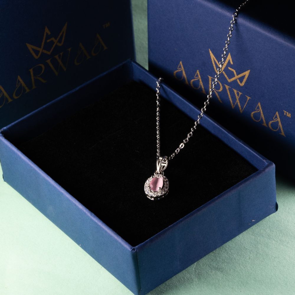 Pink Oval Pendant Necklace