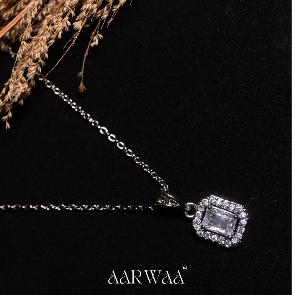 Clear Square Pendant Necklace