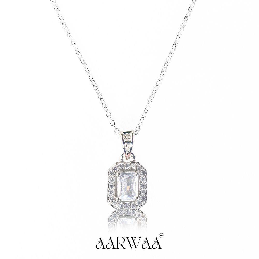 Clear Square Pendant Necklace