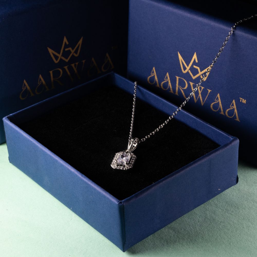 Clear Square Pendant Necklace