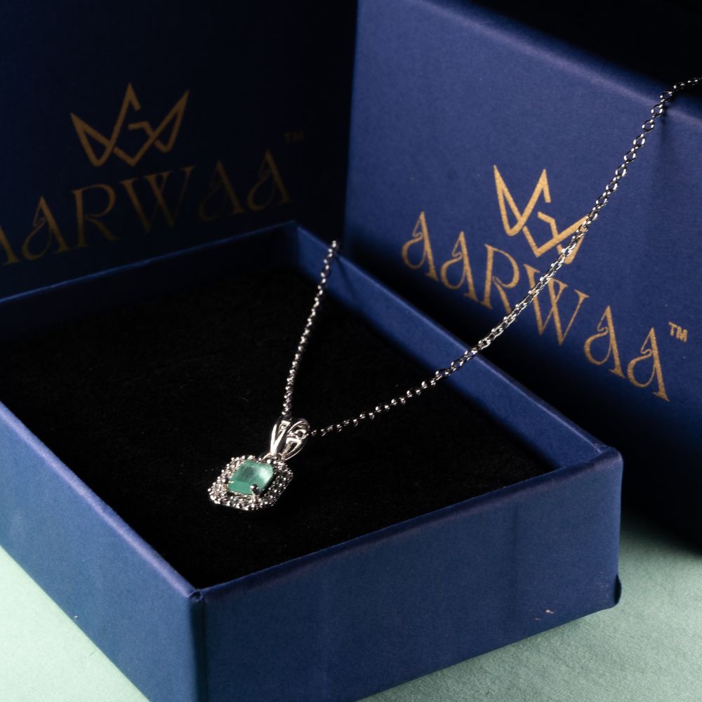 Green Square Pendant Necklace