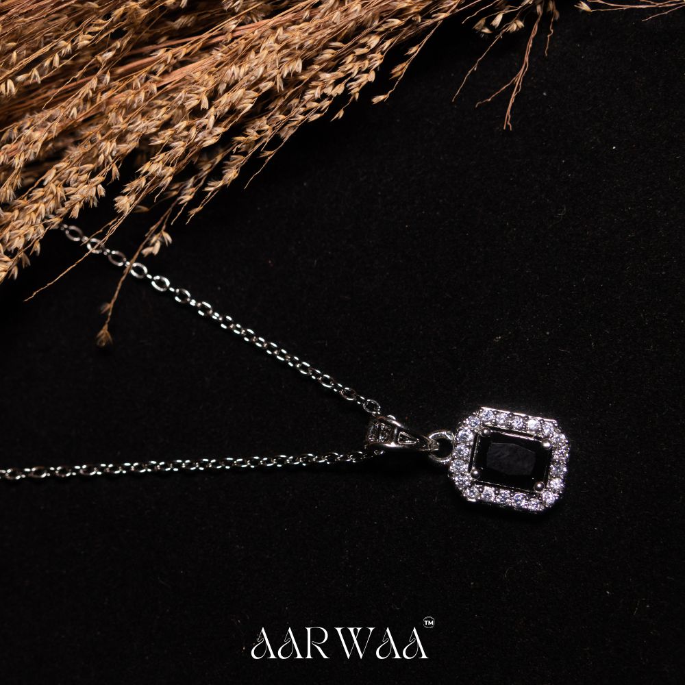 Black Square Pendant Necklace