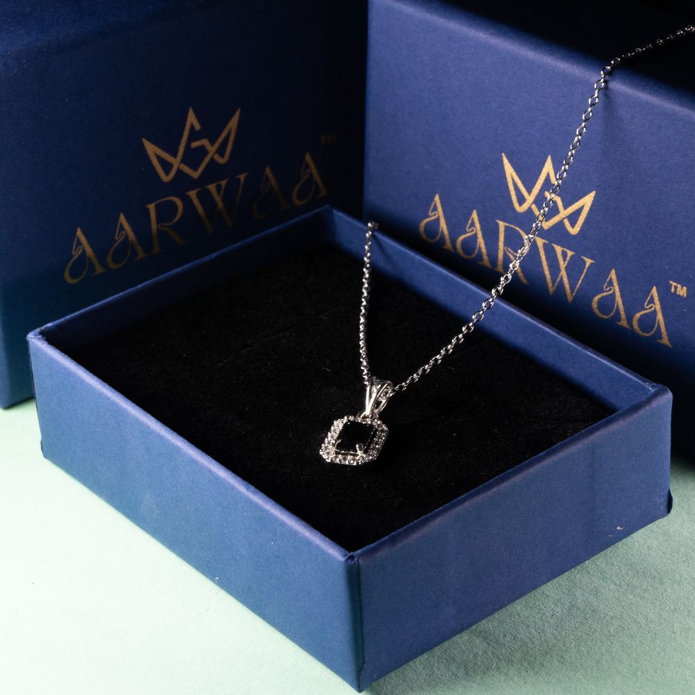 Black Square Pendant Necklace
