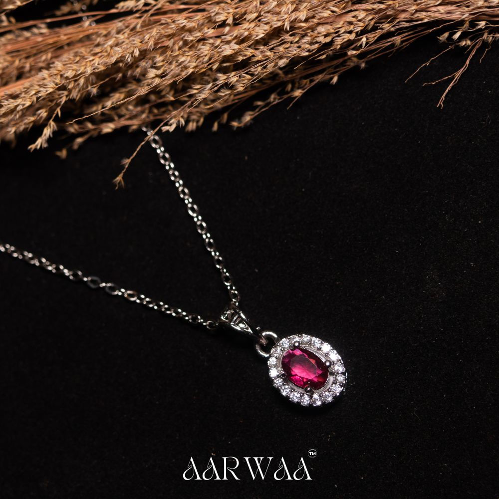 Red Oval Pendant Necklace