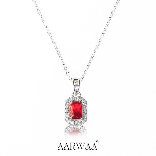 Aarwaa Red Square Pendant Necklace